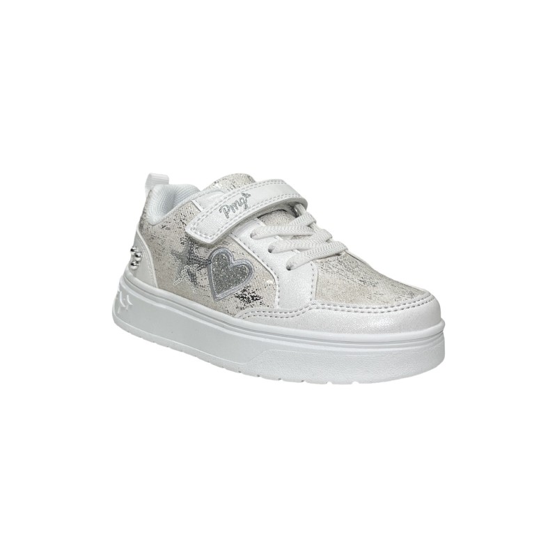 Primigi 6972100 sneakers bambina in nappa bianco lurex