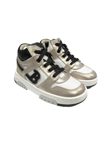 Balducci RUJA 1004C sneakers kids in pelle bianco e oro Balducci - 1 Sneakers alte Balducci in vera pelle oro nero e bianco 