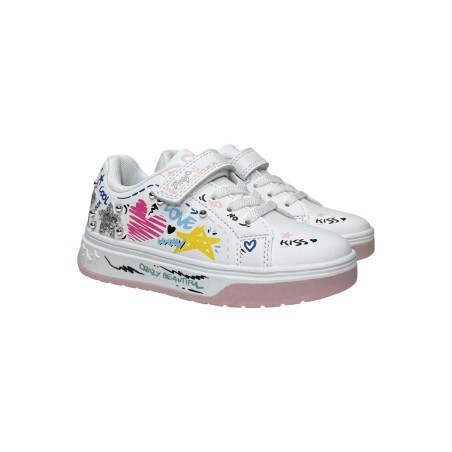 Primigi 6972300 sneakers bambina in nappa bianco multicolor