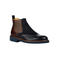 Exton 445 stivaletti uomo in pelle blu marine e testa di moro 2