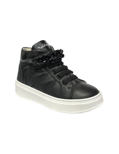 Balducci Kids WALT1006N sneakers bambina in pelle nero Balducci - 2 Balducci Kids scarpe bambina in vera pelle con chiusura lacc