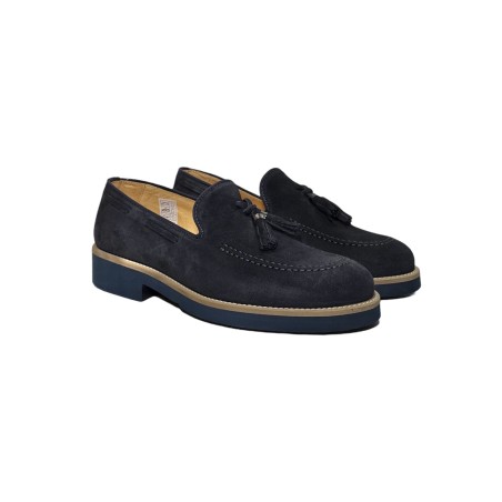 Exton 2174 mocassini uomo in camoscio blu