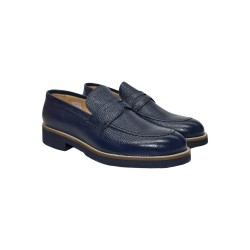 Exton 2176 mocassini uomo in pelle bottolato blu 2