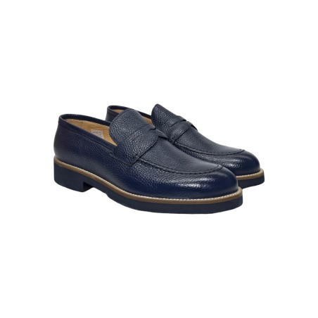 Exton 2176 mocassini uomo in pelle bottolato blu