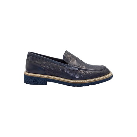 Exton 8140 mocassini uomo in pelle blu
