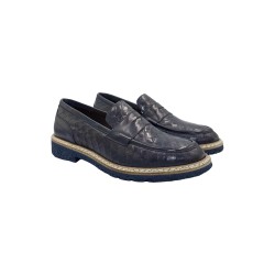 Exton 8140 mocassini uomo in pelle blu 2