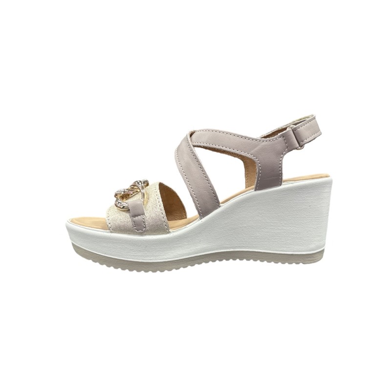 Enval Soft 7784411 sandali donna in pelle visone e oro