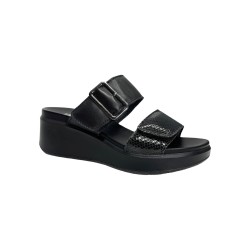 ENVAL SOFT 5796100 sandali donna con rialzo in pelle nero 2