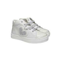 Balducci Kids BUTT1888 sneakers bambina in pelle bianco vernice