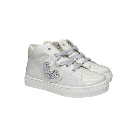 Balducci Kids BUTT1888 sneakers bambina in pelle bianco vernice