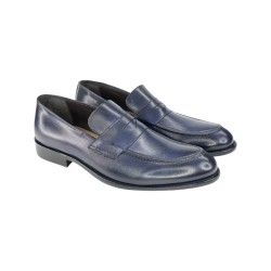 EXTON 1366 mocassini uomo in pelle blu
