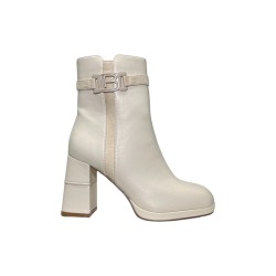 Laura Biagiotti 8857 stivaletti donna in similpelle panna