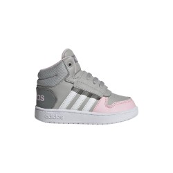 Adidas Hoops Mid 2.0 I GZ7779 sneakers bambina in similpelle rosa grigio