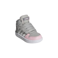 Adidas Hoops Mid 2.0 I GZ7779 sneakers bambina in similpelle rosa grigio 2