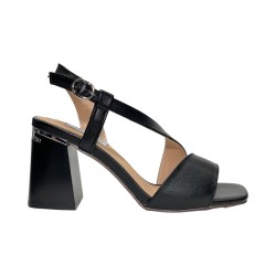 KEYS K-9620 sandali donna con tacco in pelle nero
