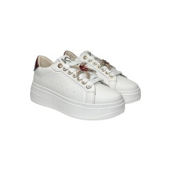 Keys K-10521 sneakers donna in pelle bianco bordeaux 2