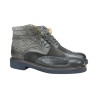 EXTON 448 stivaletti uomo in pelle blu e grigio Exton - 2 Exton scarpe stringate uomo in pelle blu e grigio con moguette 