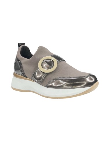 COMART 5D4799 sneakers donna in vernice e tessuto taupe Comart - 2 COMART scarpe donna in tessuto elasticizzato ed in vernice ta