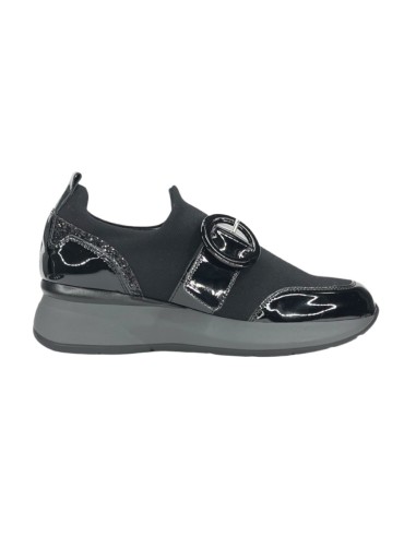 COMART 5D4799 sneakers donna in vernice e tessuto nero Comart - 1 COMART scarpe donna in tessuto e vernice nero 