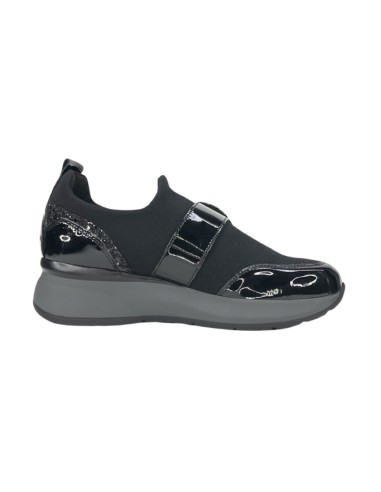 Comart 5D4799 slip on donna in vernice e tessuto nero Comart - 2 Comart scarpe donna in tessuto e vernice nero 