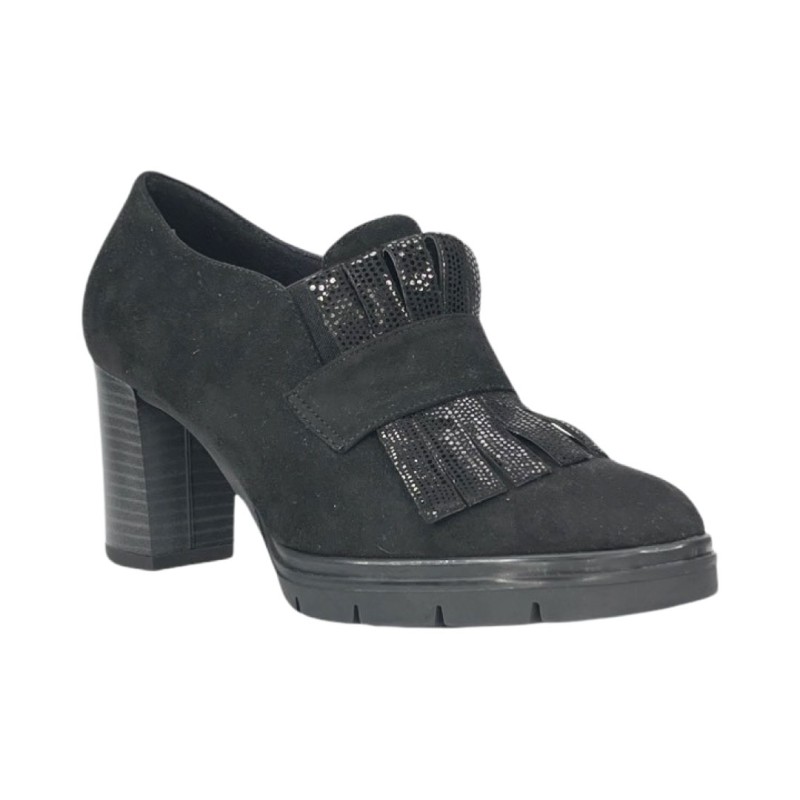 Comart 484367 tronchetti donna in camoscio nero Comart - 2 Comart scarpe donna con tacco in camoscio con frange 