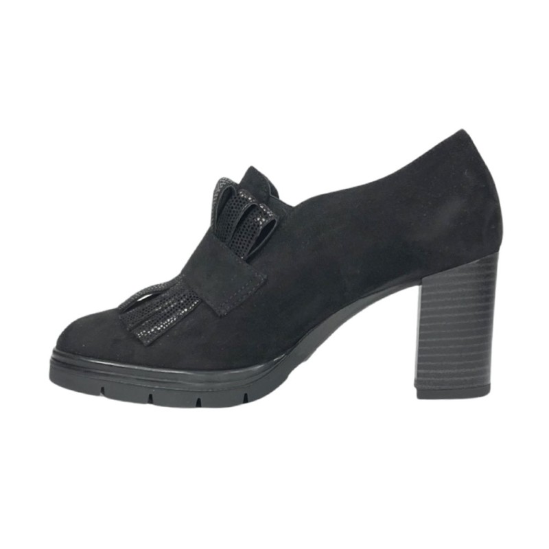 Comart 484367 tronchetti donna in camoscio nero Comart - 3 Comart scarpe donna con tacco in camoscio con frange 