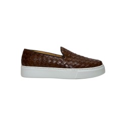 Exton 523 slip on uomo in pelle intrecciata cuoio