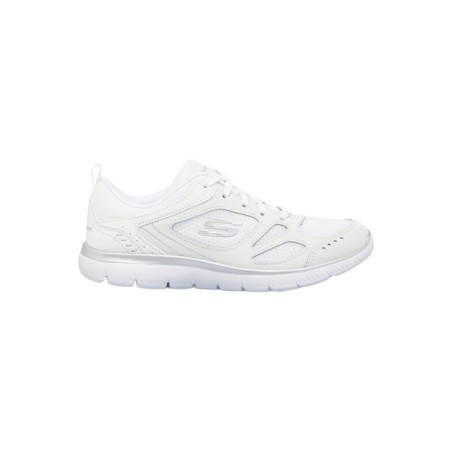 Skechers 896329/WSL sneakers donna in pelle tessuto bianco/silver