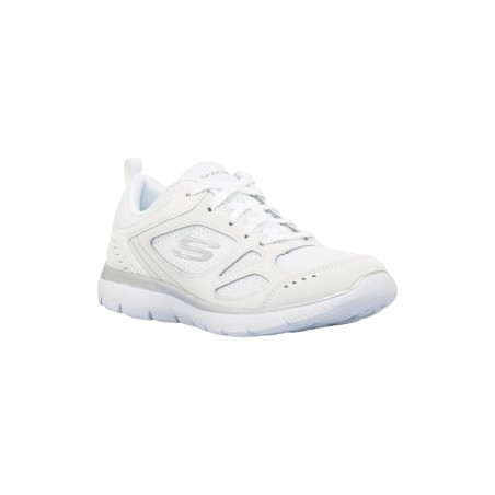 Skechers 896329/WSL sneakers donna in pelle tessuto bianco/silver