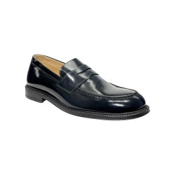EXTON 572 mocassini uomo in pelle abrasivato blu 2