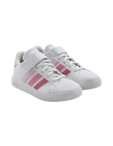 Adidas Grand Court 2.0 EL K IG4838 sneakers bambina in similpelle bianco e rosa Adidas - 1 Adidas Grand Court 2.0 EL K scarpe sp