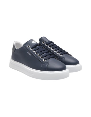 EXTON 318 sneakers uomo in pelle gommata blu Exton - 1 Exton scarpe uomo pablo blu con fondo bianco in gomma 