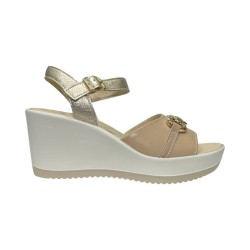 ENVAL SOFT 5786222 sandali donna con rialzo in pelle beige platino