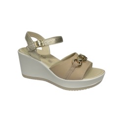 ENVAL SOFT 5786222 sandali donna con rialzo in pelle beige platino 2