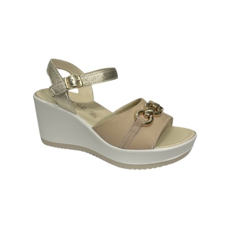 ENVAL SOFT 5786222 sandali donna con rialzo in pelle beige platino
