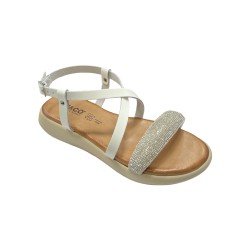 Igi&Co 5684511 sandali donna in pelle bianco brillantinato 2