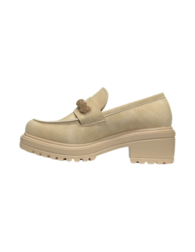 QUEEN HELENA X30-108 mocassini donna con tacco in camoscio beige Queen Helena - 3 Queen Helena Shoes mocassini donna primavera e